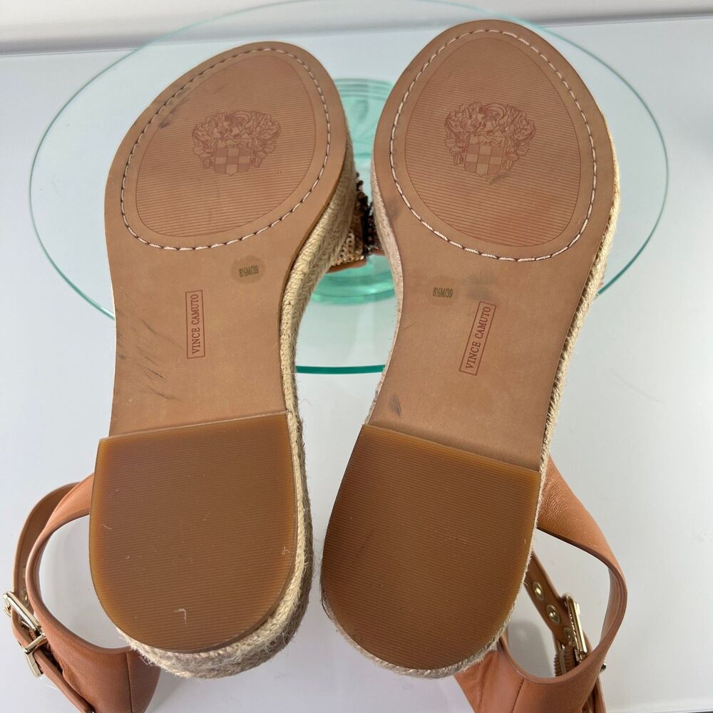 Vince Camuto Kathalia Flatform espadrille Brown Leather Sequin - Picture 6 of 7